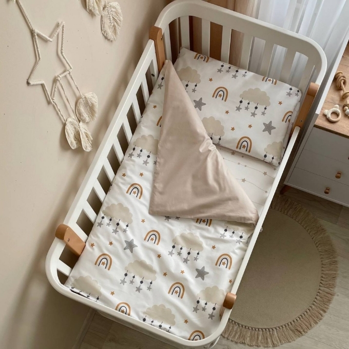 Set lenjerie de schimb pentru patut bebe 3 piese Norisori bej (2)
